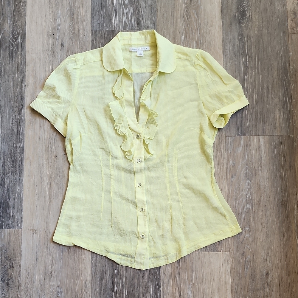 Banana Republic Light Yellow Ruffled Blouse